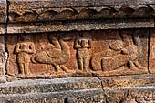 The great Chola temples of Tamil Nadu - The Airavatesvara temple of Darasuram. Detail of the decoration of the vimana. 